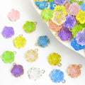 Textured Flower Cluster Metal Charms, 12 Colorways view 1
