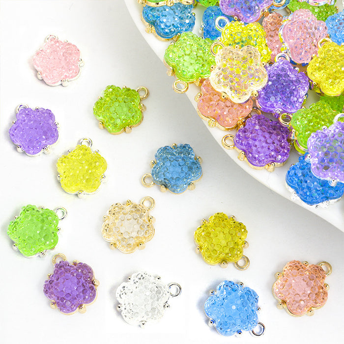 Textured Flower Cluster Metal Charms, 12 Colorways