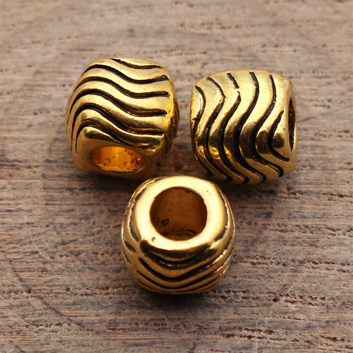 10x10x8.7mm 2.5g Multicolor Zinc Alloy Wave Texture Large Hole Beads for Dreadlock Hair and DIY Jewelry