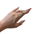 Leaf Crystal Open Ring Two Tones Gold Silver Cascading Stones view 5