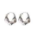 Irregular Sculpted Metal Hoop Huggie Earrings Statement Pair view 5