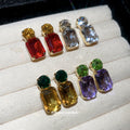 Color Block Rectangle Crystal Drop Earrings Fashion Jewelry view 1