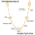 Gold Stainless Steel Czech Glass Marquise Station Necklace view 11