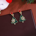 Red Star Green Christmas Tree Bell Dangle Stud Earrings view 4