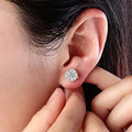 Gold Four-Stone Round Cluster Clear CZ Stud Earrings view 4