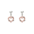 Silver Heart Top and Pink Wreath Dangle Stud Earrings view 5