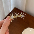 Gold Crystal Starburst Triple Star Duckbill Hair Clip view 4