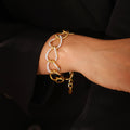 Gold Interlocking Oval Link Bracelet Rhinestone Pave Accents view 3