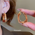 Brown Resin Open Square Hoop Earrings Jewelry Design view 1