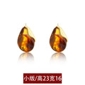 Gold-Tone Irregular Resin Teardrop Stud Earrings in Two Sizes view 7