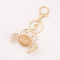 Cats Eye Stone Crab Keychain Gold Clasp Cream Body view 3