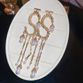 Pearl and Crystal S Shaped Tassel Earrings Fashion Jewelry view 6