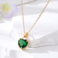 Gold Tone Faceted Heart Crystal Pendant Necklaces in Ten Colors view 3