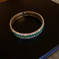 Open Cuff Crystal Bangles Green Pink Red Gold Silver view 8