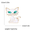 Enamel Cat Brooch Green Crystal Eyes Gold Trim Black White view 7