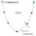 Green Zircon Station Necklace Bracelet Gold Or Steel Stainless view 8