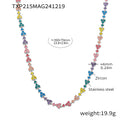 Zircon Heart Link Necklace Bracelet Gold Steel Multicolor view 10