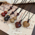 Wood Gourd And Heart Pendant Cord Necklace Pendant Jewelry view 4
