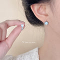 Silver Tone Pale Blue Star Asymmetric Stud Earrings For Women view 2