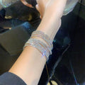 Single Row Stretch Crystal Bracelets Silver 8 Colors view 4