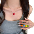 Delicate Chain Flower Pendant Necklaces In Six Colors view 5