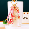 Jeweled Phoenix Pearl Drop Keychains with Braided Loops and Loop Only Options view 3