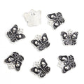Antique Silver Tone Engraved Butterfly Charms with Loop view 6