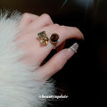 Gold Tone Open Ring With Brown Champagne And Smoky Geometric Stones view 2