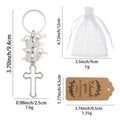 Pearl Cluster Silver Outline Cross Keychain and Attached Hardware view 2