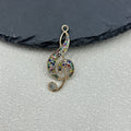 Pave Rhinestone Treble Clef Music Note Charm Pendant view 8