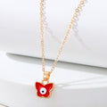 Gold Tone Butterfly Evil Eye Pendant Necklaces in Four Colors view 6