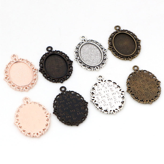 Scalloped Oval Pendant Bezel Trays in Four Finishes