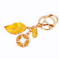 Jeweled Leaf and Coin Fortune Keychains with Multiple Wrist Loop Options view 5