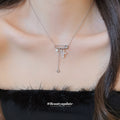Safety Pin Star Tassel Pendant Necklace with Metal Settings view 3