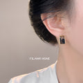 Gold-Tone Rectangle Leopard Faux Fur Stud Earrings Pair view 2