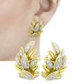Gold Tone Two Color Wheat Leaf Stud Earrings view 1