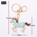 Enamel Running Horse Keychain Rhinestone Accents Five Colors view 3