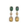 Green and Yellow Crystal Drop Stud Earrings in Two Tones view 5