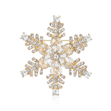 Rhinestone Snowflake Brooch Clear Crystal Winter Pin