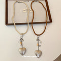 Cord Necklace with Clear Heart and Metal Charms Fashion Jewelry view 2