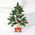 Potted Holly Leaf Christmas Tree Brooch With Multicolor Crystals view 6