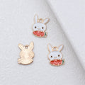 Gold Tone White Rabbit and Watermelon Enamel Charm view 2