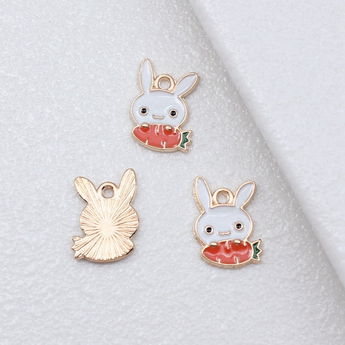 Watermelon Rabbit white rabbit and watermelon enamel charm in image 2, shown in an alternate angle or finish view