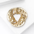 Interlocking Triangle Pearl Brooch in Gold or Silver Tone view 4
