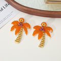 Fiesta Seed Bead Drop Earrings Cactus Palm Donkey Avocado view 3