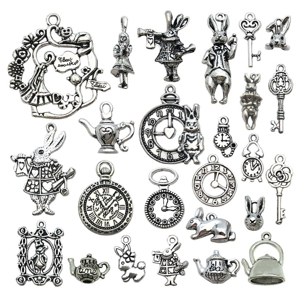 Antique Silver Zinc Alloy Easter Rabbit Charm Pendant for DIY Keychain Bracelet Necklace