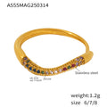 Stainless Steel Wave Pave Zircon Rings Gold Steel Multicolor view 7