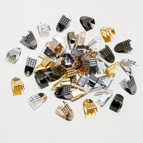 Fold Over Cord End Crimp Findings in Twenty-One Options, close view of the finish and front surface