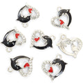 Crystal Heart Dolphin Charms in Six Colors and Two Metal Tones view 9