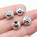 12x10x10mm 3.3g Antique Silver Zinc Alloy Polka Dot Round Large Hole Spacer Beads for Bracelet Making